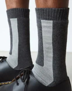 Calcetines Double Doc de mezcla de algodón ecológico in Negro & Blanco