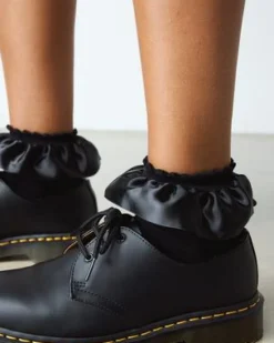 Calcetines Frill de mezcla de algodón ecológico in Negro