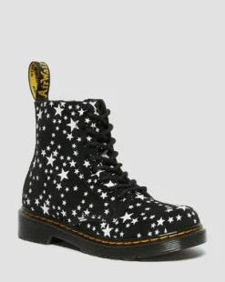 Junior 1460 Pascal Star Suede Lace Up Boots in Negro