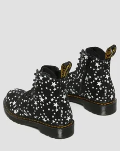 Junior 1460 Pascal Star Suede Lace Up Boots in Negro