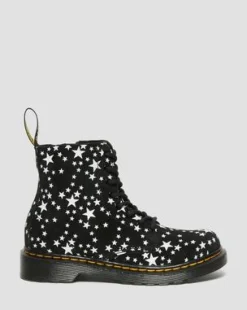 Junior 1460 Pascal Star Suede Lace Up Boots in Negro