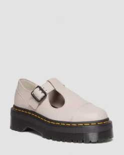 Merceditas con plataforma Bethan de piel Pisa in Vintage Taupe