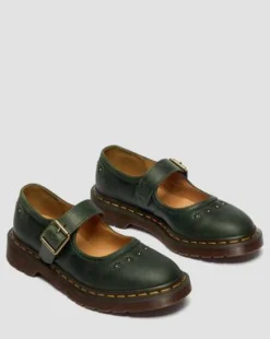 Merceditas Flower de piel Crazy Horse in Verde Dm's