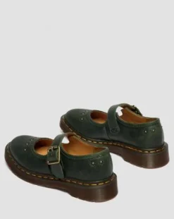 Merceditas Flower de piel Crazy Horse in Verde Dm's