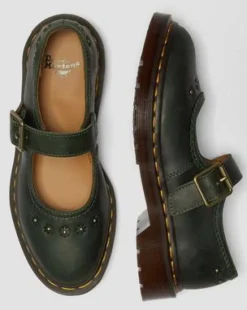 Merceditas Flower de piel Crazy Horse in Verde Dm's