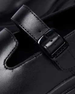 Merceditas Maybole de piel con puntera cuadrada in Negro