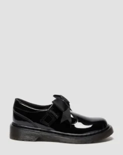 MERCEDITAS POLLEY II BOW DE CHAROL PARA JUNIOR in Negro