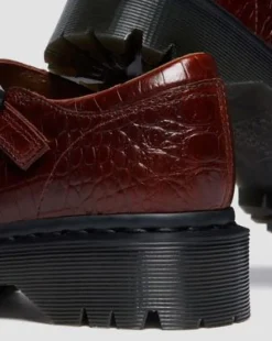 Merceditas Rejena de piel Croc Emboss in Marrón