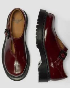 Merceditas Rejena de piel Laquered in Rojo Cereza