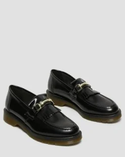 Mocasines Adrian de piel Smooth con bridón y flecos in Negro