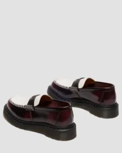 MOCASINES PENTON CORAZÓN DE PIEL RUB-OFF BICOLOR&nbsp; in Rojo Cereza & Blanco