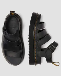 Sandalia Blaire de piel Athena con tiras in Negro