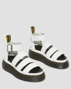 Sandalia con plataforma Clarissa II Quad de piel Milled Nappa in Blanco