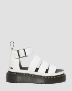 Sandalia con plataforma Clarissa II Quad de piel Milled Nappa in Blanco