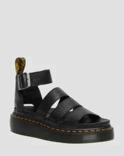 Sandalia con plataforma Clarissa II Quad de piel Milled Nappa in Negro