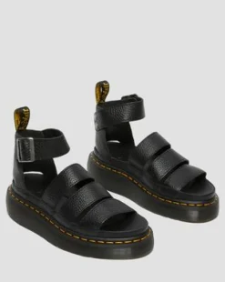Sandalia con plataforma Clarissa II Quad de piel Milled Nappa in Negro