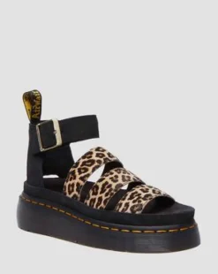 Sandalias con plataforma Quad Clarissa Ii de piel con estampado de leopardo in Cámel Claro