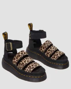Sandalias con plataforma Quad Clarissa Ii de piel con estampado de leopardo in Cámel Claro