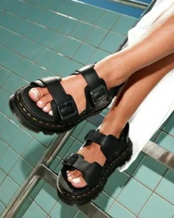 Sandalias con plataforma Zebzag de piel Pisa in Negro