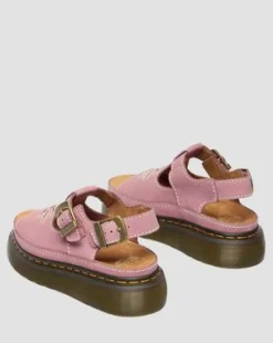 Sandalias de plataforma Dunnet Flower de piel Nubuck in Rosa Empolvado