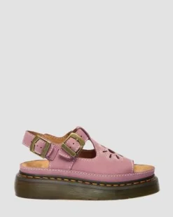 Sandalias de plataforma Dunnet Flower de piel Nubuck in Rosa Empolvado