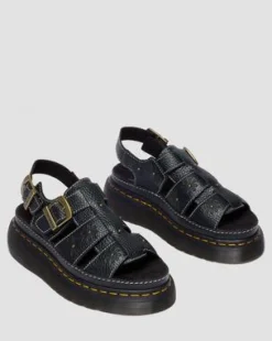 Sandalias de plataforma Wrenlie de piel Nappa con puntera abierta in Negro
