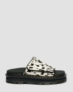 Sandalias de plataforma Zebzag de piel Hair On dálmata in Crema & Negro