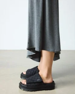 Sandalias de plataforma Zebzag Quilted de lona in Negro