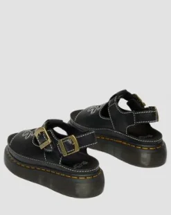 Sandalias Dunnet Flower de piel de plena flor in Negro
