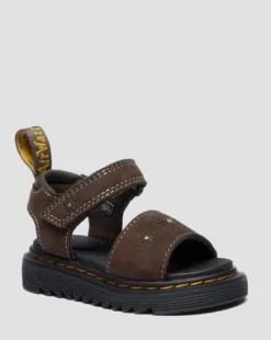 Sandalias Flower de Debossed Nubuck para niños in Marrón Oscuro