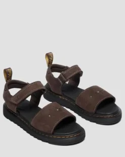Sandalias Flower de Debossed Nubuck para niños in Marrón Oscuro
