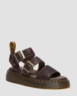 Sandalias Gryphon Quad de piel Grizzly in Marrón Oscuro