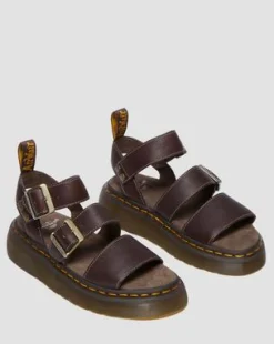 Sandalias Gryphon Quad de piel Grizzly in Marrón Oscuro