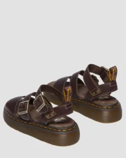 Sandalias Gryphon Quad de piel Grizzly in Marrón Oscuro