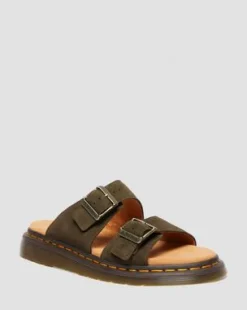 Sandalias Josef de ante in Verde Oliva Verde