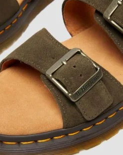 Sandalias Josef de ante in Verde Oliva Verde