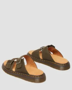 Sandalias Josef de ante in Verde Oliva Verde