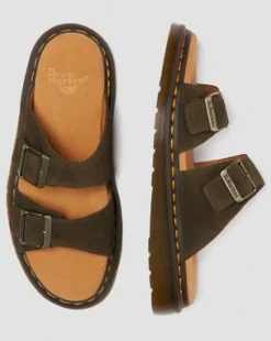 Sandalias Josef de ante in Verde Oliva Verde
