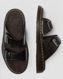 Sandalias Josef de piel con hebilla in Negro