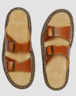 Sandalias Josef de piel con hebilla in Oak