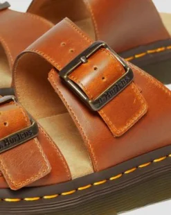 Sandalias Josef de piel con hebilla in Oak