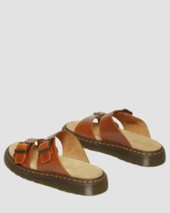 Sandalias Josef de piel con hebilla in Oak