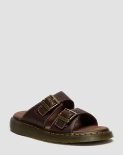 Sandalias Josef de piel Grizzly in Marrón Oscuro