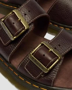 Sandalias Josef de piel Grizzly in Marrón Oscuro