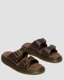 Sandalias Josef de piel Grizzly in Marrón Oscuro