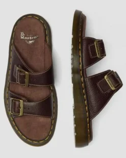 Sandalias Josef de piel Grizzly in Marrón Oscuro