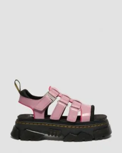 Sandalias Mattison de charol con 3 tiras in Rosa Empolvado
