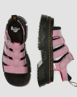 Sandalias Mattison de charol con 3 tiras in Rosa Empolvado