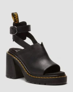 Sandalias Millee de piel con puntera abierta in Negro