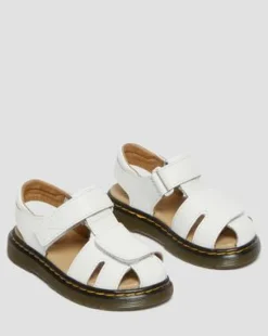 Sandalias Moby II para niños de piel con tiras con velcro in Blanco